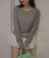 ドット柄ロングシアーTシャツ