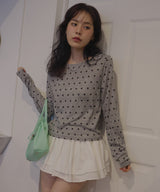 ドット柄ロングシアーTシャツ