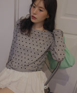 ドット柄ロングシアーTシャツ