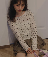 ドット柄ロングシアーTシャツ
