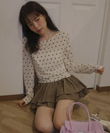 ドット柄ロングシアーTシャツ