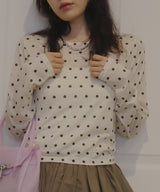 ドット柄ロングシアーTシャツ
