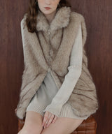 フェイクファースタンドネックダブルジップベスト