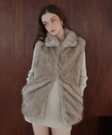 フェイクファースタンドネックダブルジップベスト