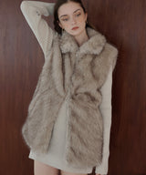 フェイクファースタンドネックダブルジップベスト