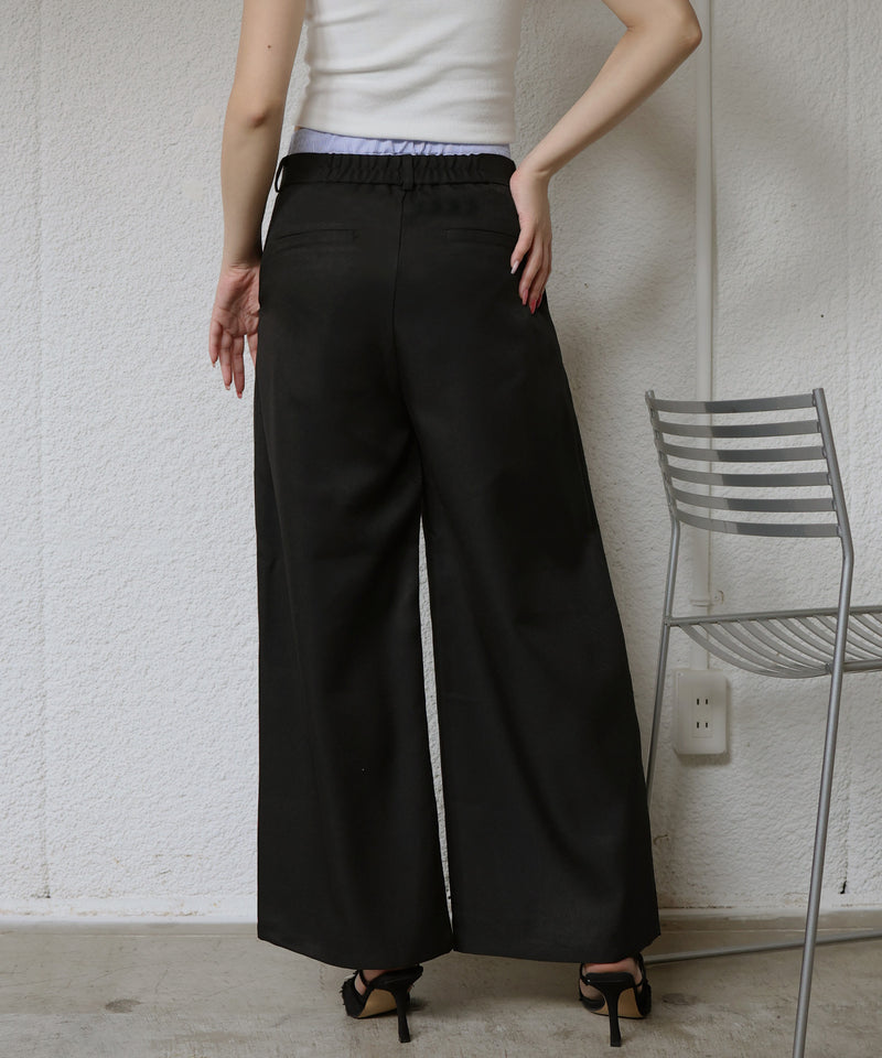 ダブルウエストワイドストレートパンツ