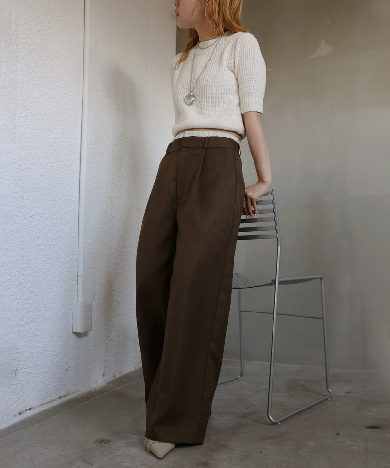 ダブルウエストワイドストレートパンツ