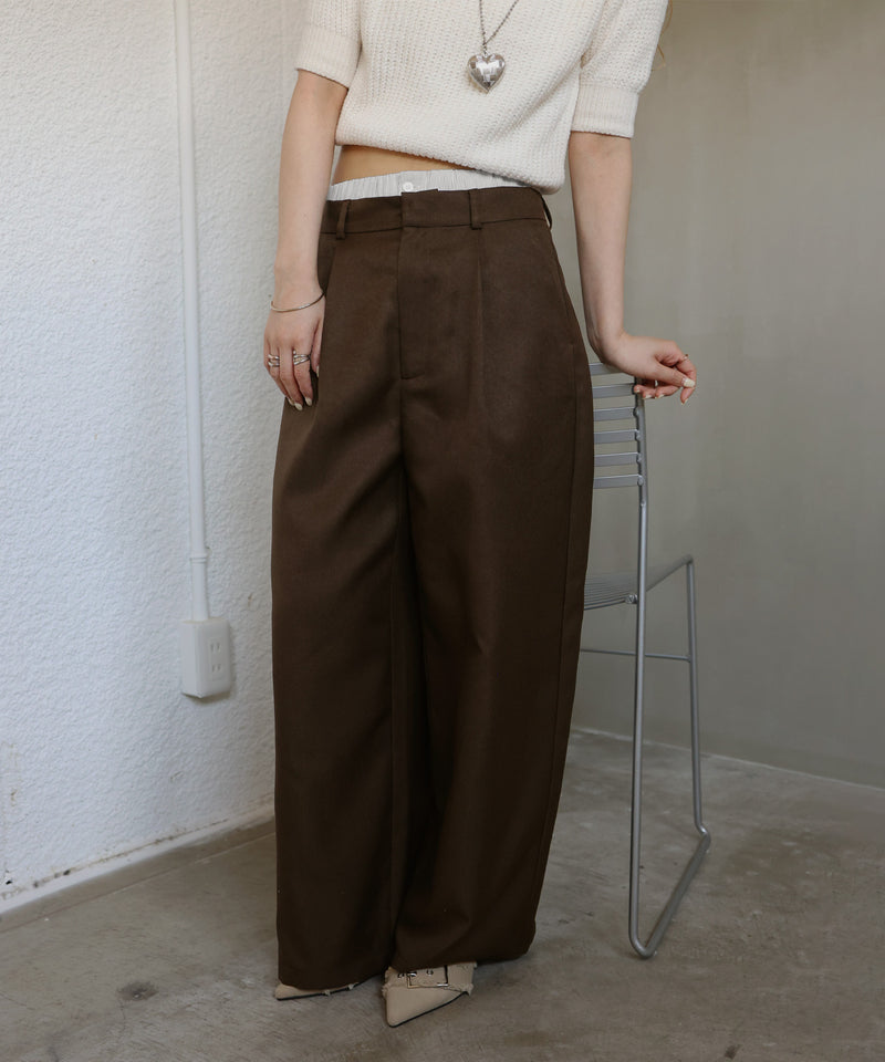ダブルウエストワイドストレートパンツ