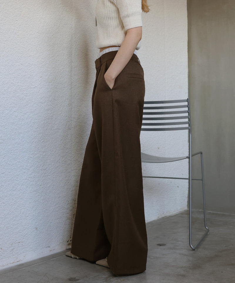 ダブルウエストワイドストレートパンツ