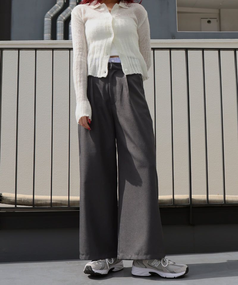 ダブルウエストワイドストレートパンツ