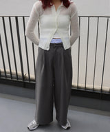 ダブルウエストワイドストレートパンツ