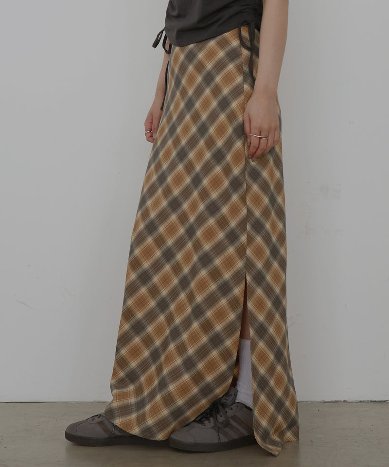 チェックストレートサイドスリットスカート