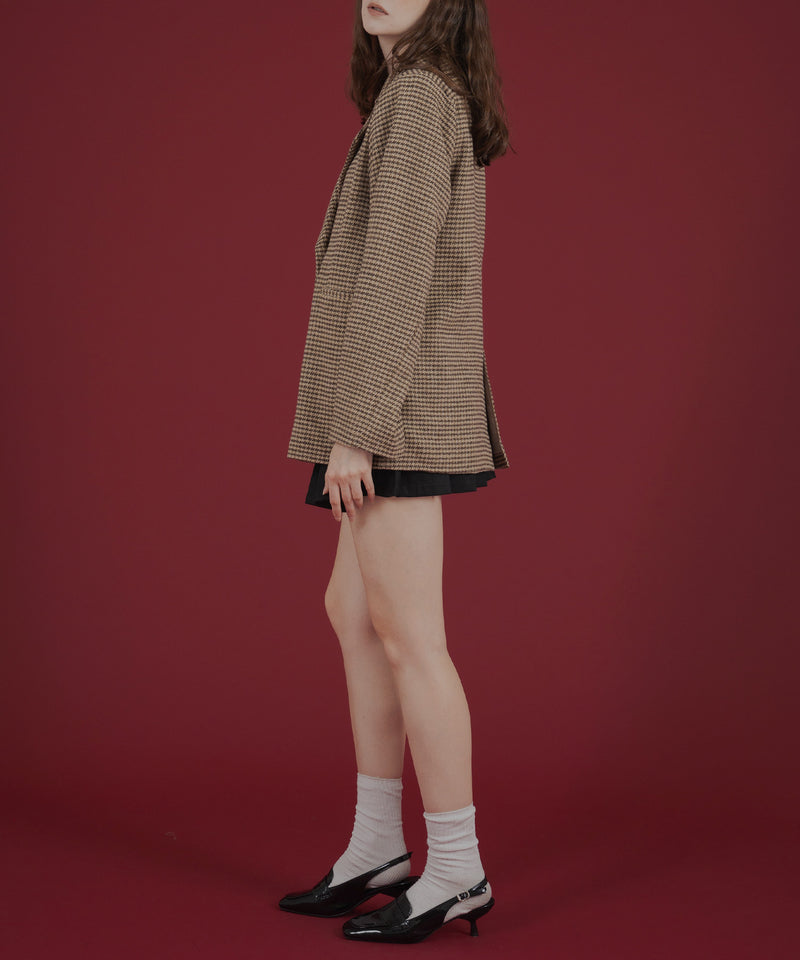 ガンクラブチェック柄テイラードダブルジャケットコート