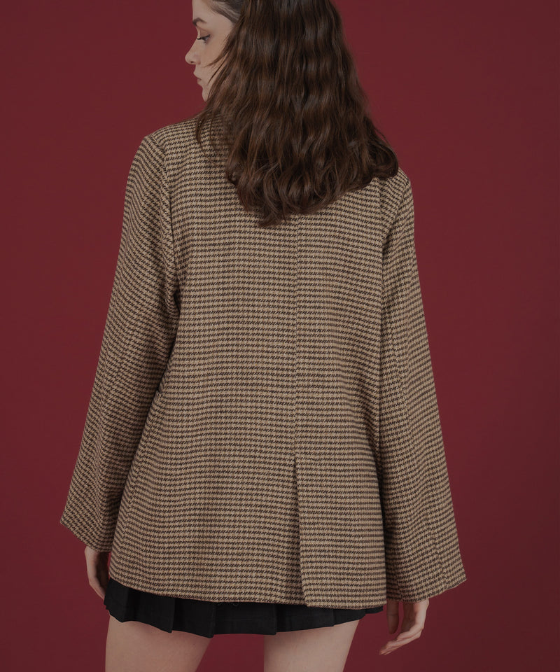 ガンクラブチェック柄テイラードダブルジャケットコート