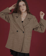 ガンクラブチェック柄テイラードダブルジャケットコート