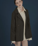 ガンクラブチェック柄テイラードダブルジャケットコート