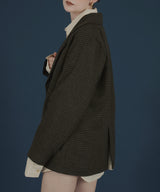 ガンクラブチェック柄テイラードダブルジャケットコート