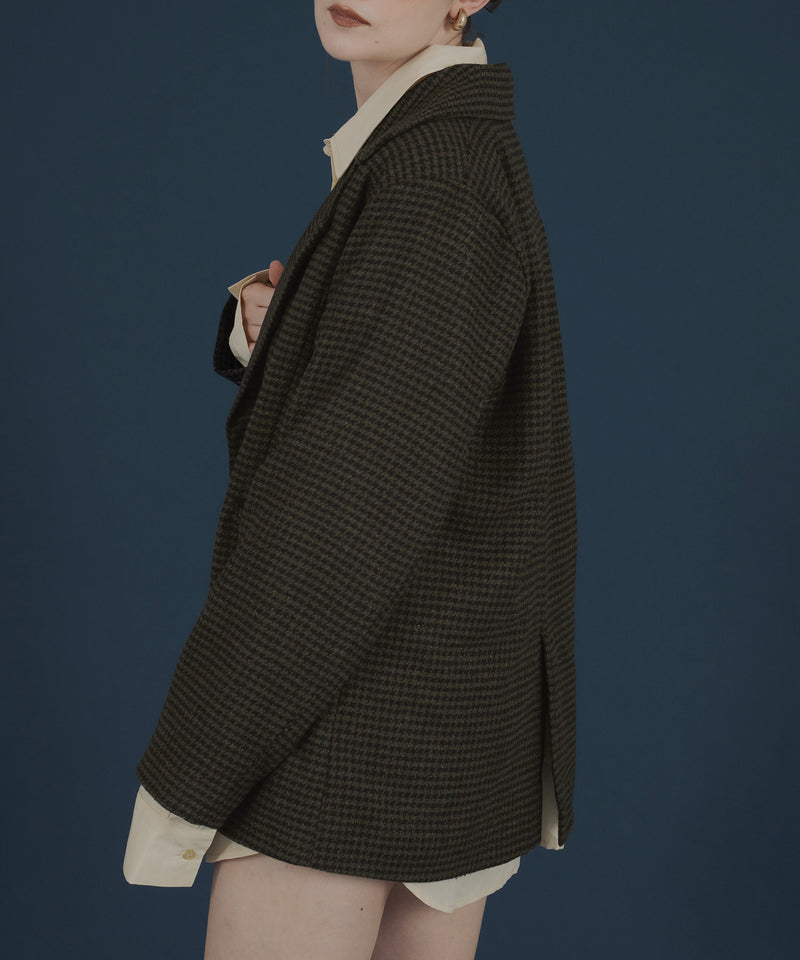 ガンクラブチェック柄テイラードダブルジャケットコート