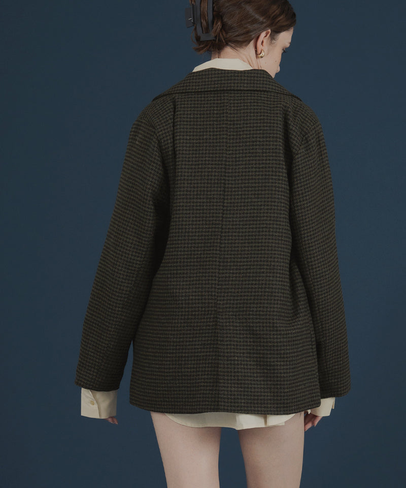 ガンクラブチェック柄テイラードダブルジャケットコート