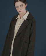 ガンクラブチェック柄テイラードダブルジャケットコート