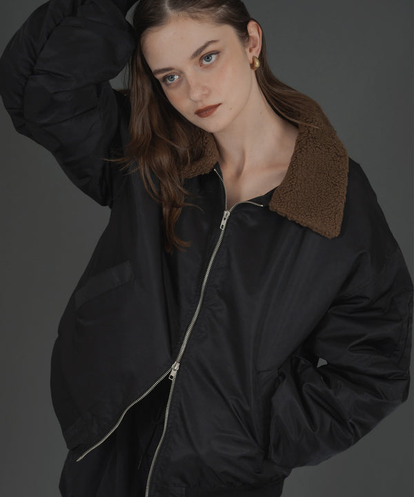 襟ボア付きバイカラーMA-1ミリタリー中綿ジャケット