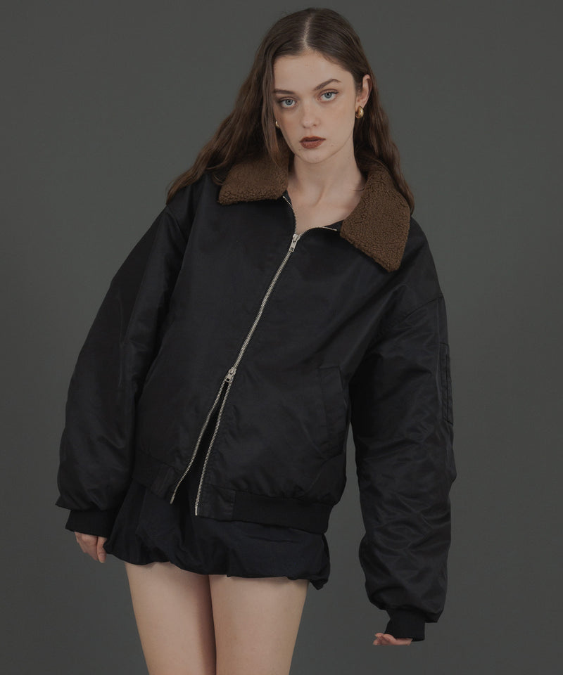 襟ボア付きバイカラーMA-1ミリタリー中綿ジャケット