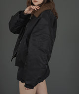 襟ボア付きバイカラーMA-1ミリタリー中綿ジャケット