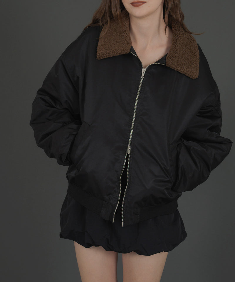 襟ボア付きバイカラーMA-1ミリタリー中綿ジャケット