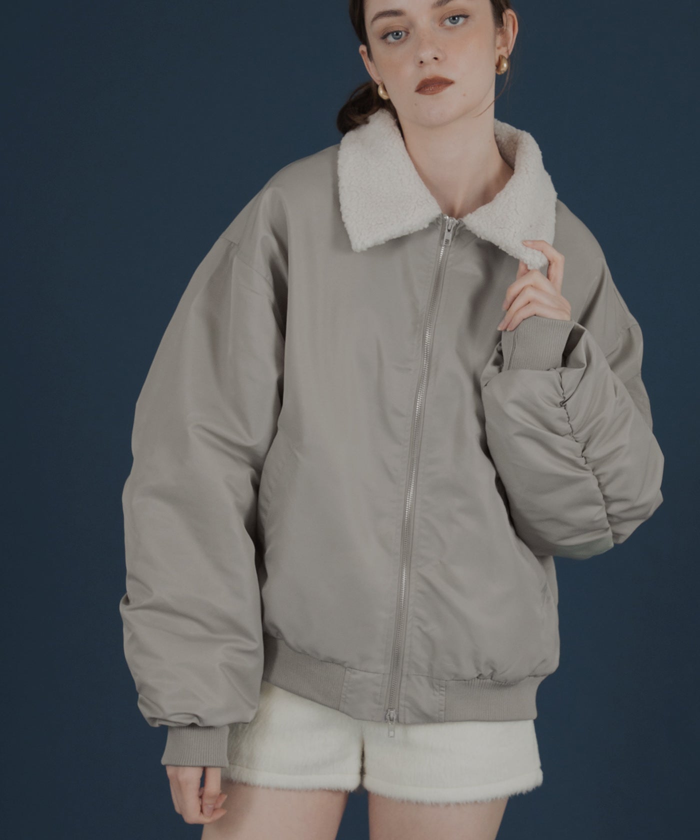 襟ボア付きバイカラーMA-1ミリタリー中綿ジャケット – Mili