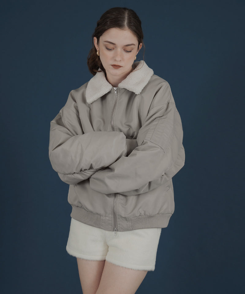 襟ボア付きバイカラーMA-1ミリタリー中綿ジャケット