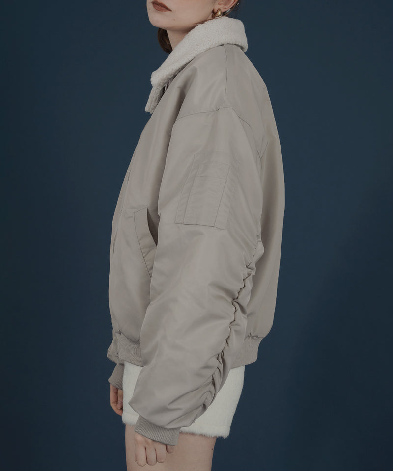 襟ボア付きバイカラーMA-1ミリタリー中綿ジャケット