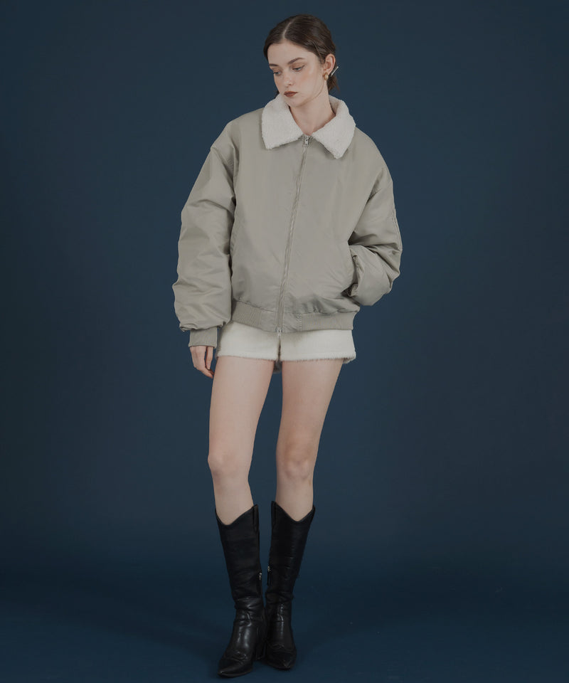 襟ボア付きバイカラーMA-1ミリタリー中綿ジャケット