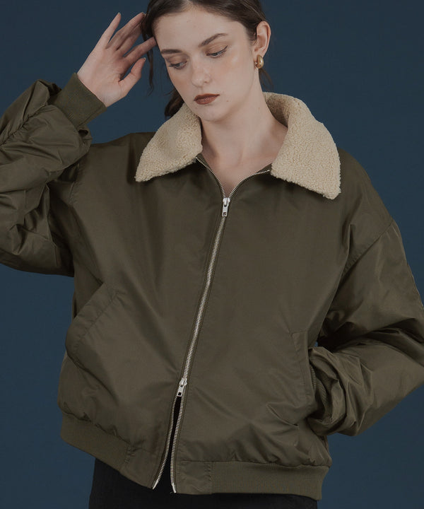 襟ボア付きバイカラーMA-1ミリタリー中綿ジャケット