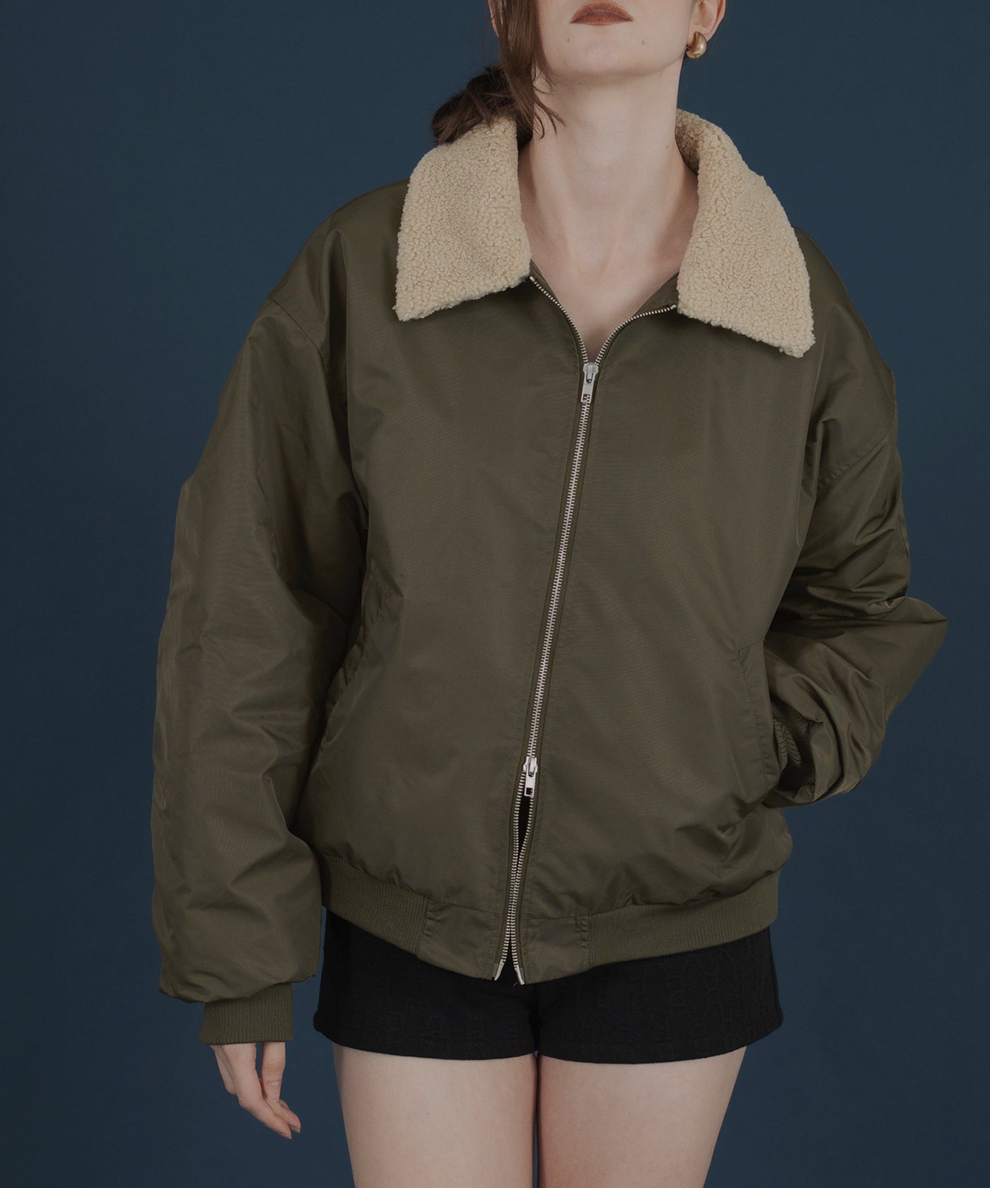 襟ボア付きバイカラーMA-1ミリタリー中綿ジャケット – Mili