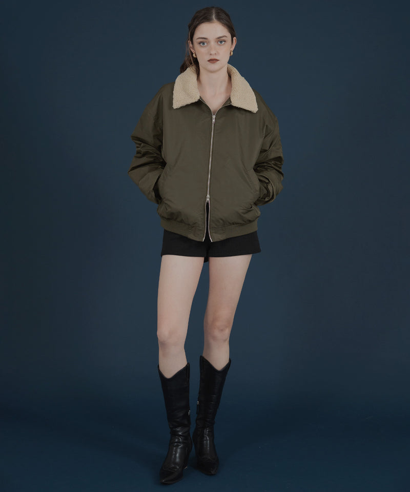 襟ボア付きバイカラーMA-1ミリタリー中綿ジャケット