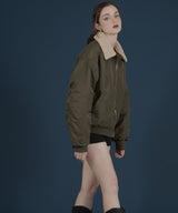 襟ボア付きバイカラーMA-1ミリタリー中綿ジャケット