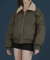 襟ボア付きバイカラーMA-1ミリタリー中綿ジャケット