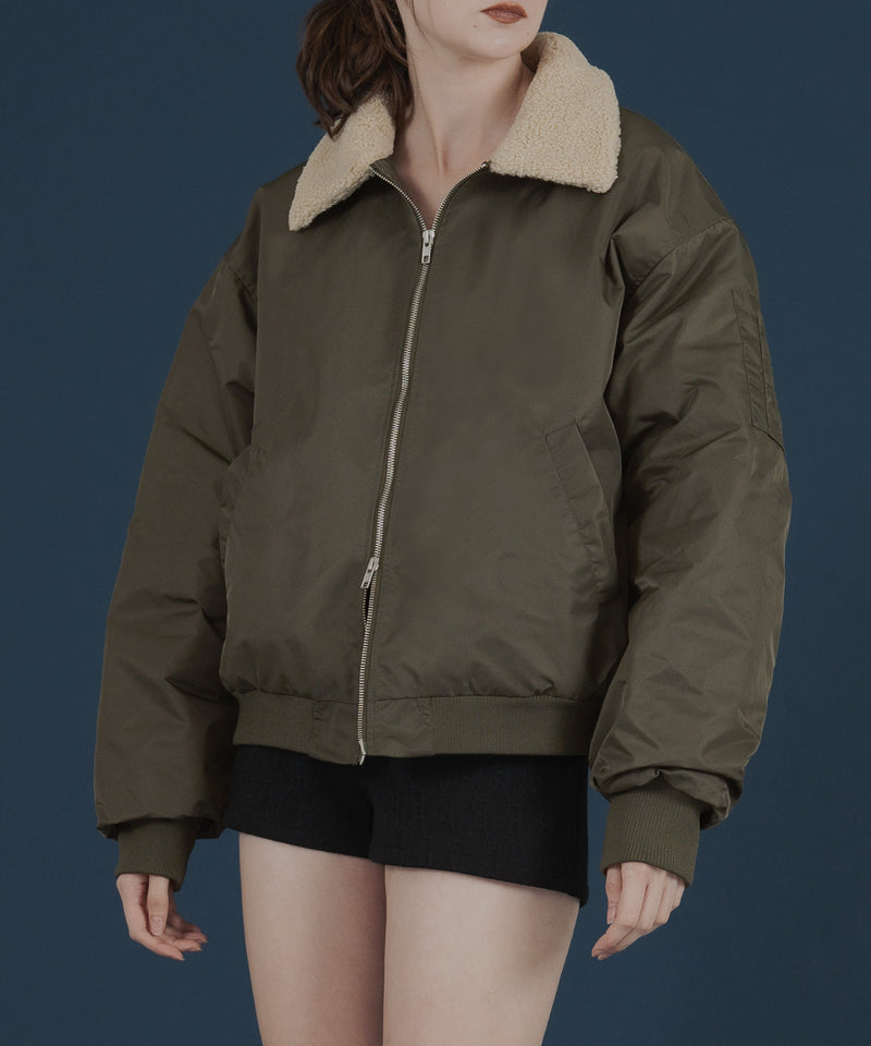 襟ボア付きバイカラーMA-1ミリタリー中綿ジャケット