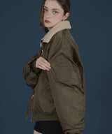 襟ボア付きバイカラーMA-1ミリタリー中綿ジャケット