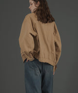 フェイクレザー切り替えバイカラーワークジャケット