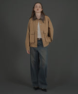 フェイクレザー切り替えバイカラーワークジャケット