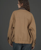 フェイクレザー切り替えバイカラーワークジャケット