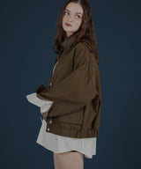 フェイクレザー切り替えバイカラーワークジャケット