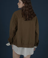 フェイクレザー切り替えバイカラーワークジャケット