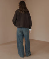 レーヤード風バイカラーネックフェイクウールジャケット