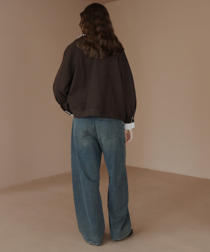 レーヤード風バイカラーネックフェイクウールジャケット