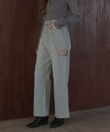 サイドカットアウト ストレートデニムパンツ