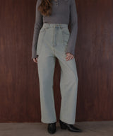 サイドカットアウト ストレートデニムパンツ