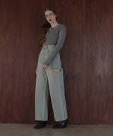 サイドカットアウト ストレートデニムパンツ