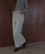 サイドカットアウト ストレートデニムパンツ